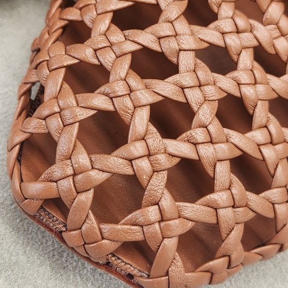 Antonio Melani Flats 9 Brown Woven Leather Myles Crochet Lace Up Loafers New$190 - Picture 3 of 16